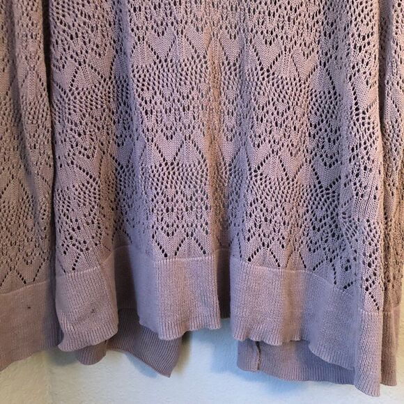 St. John's Bay Women's Open Cardigan 2X Taupe Crochet Knit 100% Cotton Cozy Warm - Picture 7 of 9